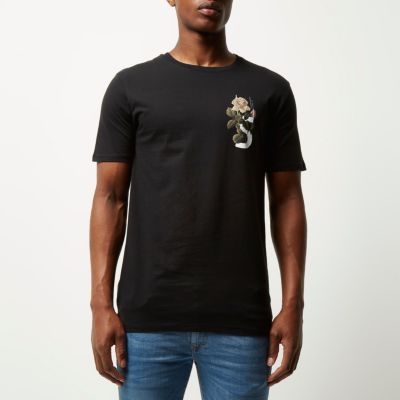 Black rose print t-shirt